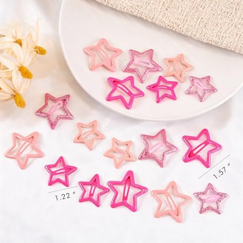 VIBILIA 18 Pcs Star Hair Clips Y2K Non-Slip Snap Pink Hair Accessories - Image 4