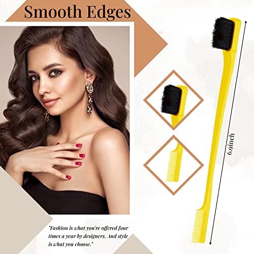Geiserailie 3 Pcs Slick Back Hair Brush Set Bristle Brush, Yellow - Image 6