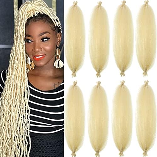 24 Inch Pre-Separated Springy Afro Twist Hair 8 Packs Black Pre-Fluffy Natural Curls are Perfect for Marley Crochet Hair Suitable for Black Women (613#, 24 Inch (Pack of 8)) by Celie