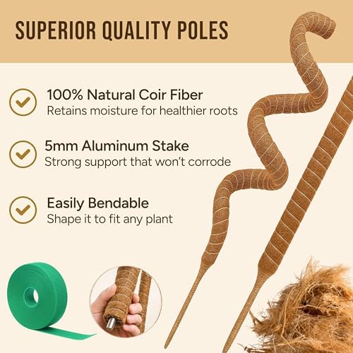 Moss Pole Monstera Plant Support, 2 Pack 48in Bendable Indoor Plant Stakes - Image 2