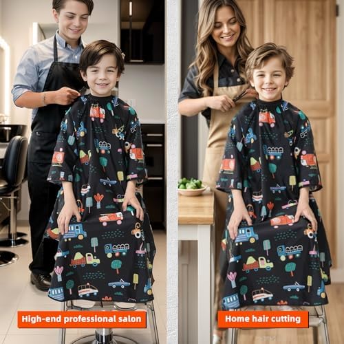 PERFEHAIR Kids Haircut Cape with Sleeves - Cute Cars Printing, Adjustable Neck Collar, Comfortable Barber Cape for Boys & Girls, Ideal for Home or Salon Use, Professional Hair Cutting Apron - Image 5