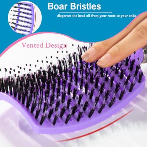 Boar Bristle Hair Brush Set – Wet/Dry Detangler for All Hair Types - Image 2
