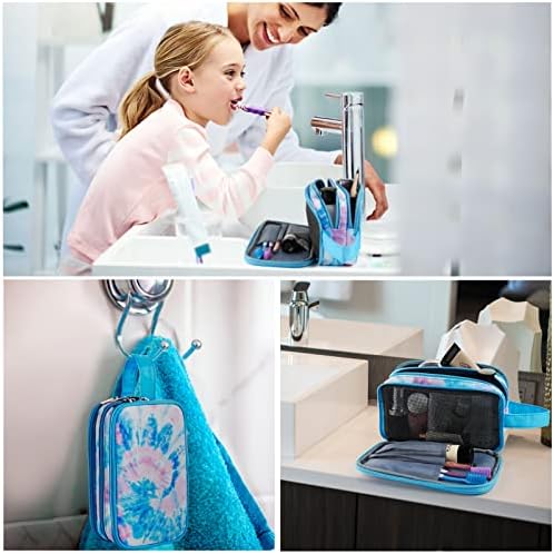 Kids Toiletry Bag for Girls, Travel Toiletry Bag for Teen Girls Cosmetic Bag Makeup Bag Waterproof Hanging Wash Bag Toiletries, Tie Dye Blue - Image 6