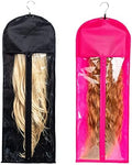 2 Pack Extra Long Hair Extension Holder Wig Storage Bag with Hanger Hairpieces Ponytail Bundles Storage Carrier Case for Store Style Hair Travel Hair Extensions Bag by RJMBMUP