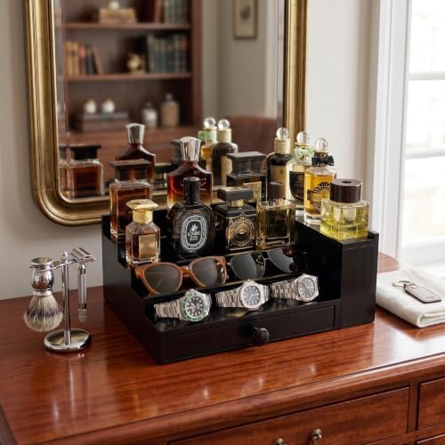 5-Tier Wooden Cologne Organizer for Men, Elegant Gift Packaging - Image 6