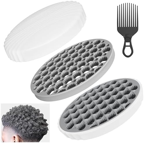 Curling Hair Brush Set with a Comb, Silicone Curl Brush for Men Women, Twist Brush for Afro Curls, Washable and Durable, Two-Sided Use (Gray, 1 Pcs) by AEARY