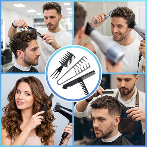 3pcs Texture Comb Voluminous Fluffy Texture Styling Hair Comb Plastic Wide Fine-Toothed Dual-Purpose Barber Anti-Frizz Hairbrush Apparatus Tool with Grip for Men Lift Roots Fringe Parting - Image 6