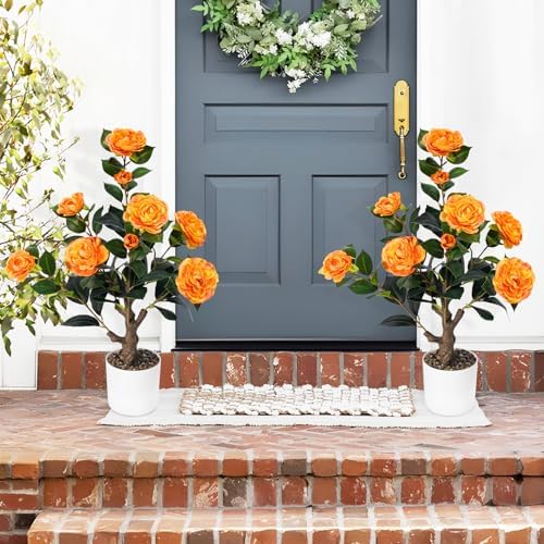 Caxchiling Artificial Camellia Tree 2FT, Faux Potted Tree Indoor - Image 2