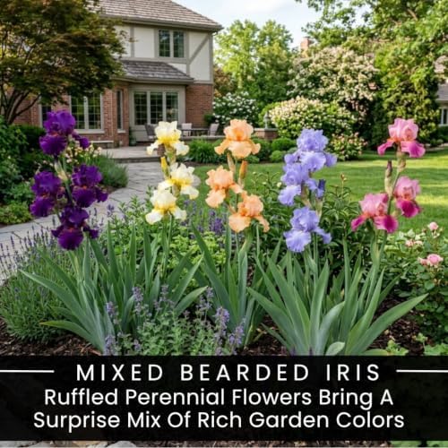 6 Bearded Iris Rhizomes | Mixed Color Perennial Flowers for Garden Borders - Image 2