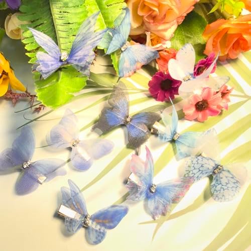 Hair Decoration Butterfly Clip-Moving Butterfly Hair Clips for Girls (Bule-10PCS) - Image 4