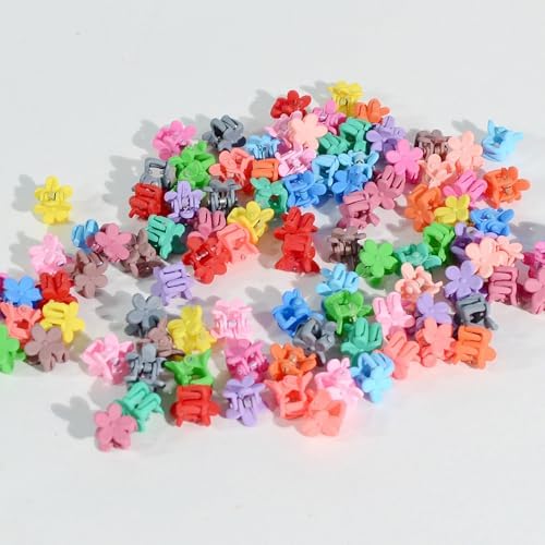 Mini Flower Hair Clip Flower Clips,Colorful Mini Hair Claw,for Women, Girls,Baby, Toddler Bangs Strong Grip Small Tiny Rainbow Hair Clips (100, Matte Colors) - Image 6