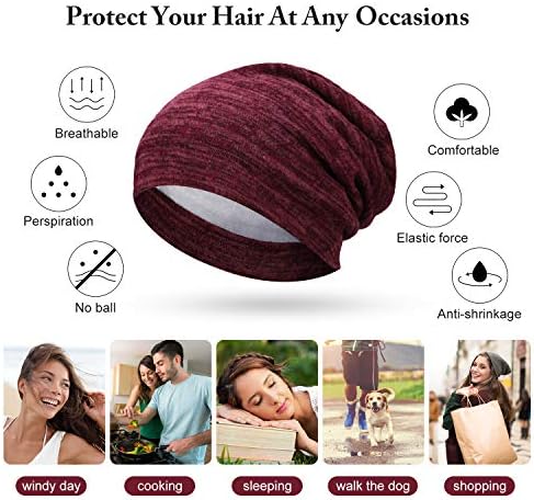 SATINIOR 4 Pcs Satin Lined Sleep Cap - Image 3
