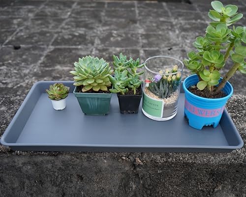 VUWEZ Rectangle Plant Tray, Plant Drip Tray, Plant Pot Saucers, Plant Germination Trays, Plant Saucers, 14.5'' x 11'' x 1.5'' (2 pack), Gray - Image 7