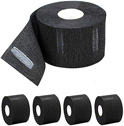 Disposable Paper Barber Neck Strips - 5 Rolls 500 Strips Black Professional Stretchy Paper Neck Band for Salon Haircut Styling by AIHOPESTO