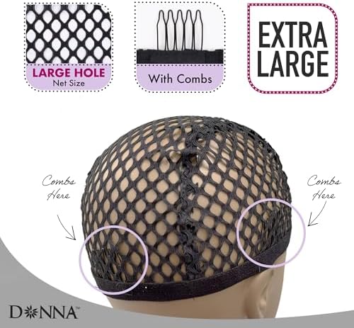 DONNA XL Crochet Wig Cap with Combs – Extra Large Net Cap for Crochet Braids, Wig Making, and Weaves, Dual Net Size for Secure Fit and Easy Installation, Breathable Stretch Fabric for Comfort, Black - Image 7