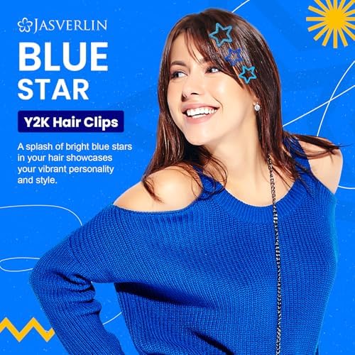 JASVERLIN Blue Star Snap Hair Clips, Y2K Hair Accessories 36 Pcs - Image 3
