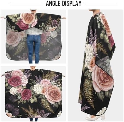ALAZA Retro Rose Flower Barber Cape for Men Women, Waterproof Haircut Apron Beard Shaving Bib Hair Cutting Cloth 55 x 65 Inch - Image 5