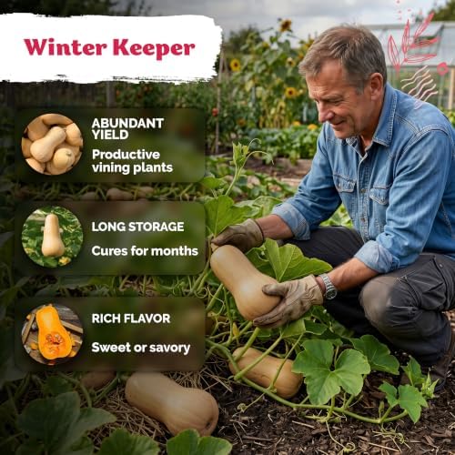 45 Waltham Butternut Winter Squash Vegetable Seeds, Cucurbita Moschata - Image 4