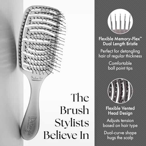 Olivia Garden iDetangle Brush for Wet and Dry Hair - Detangler Brush for Women and Men - Adjusts Tension by Hair Type - For Curly, Wavy or Straight - Flexible Vented Head - Image 4