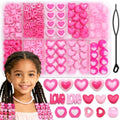 NAISKA 116PCS Pink Beads for Hair 10 Styles Box Braids Beads Hot Pink Pony Bead Lovely Heart Loc Jewelry Cute Braids Accessories for Kids Girls by NAISKA