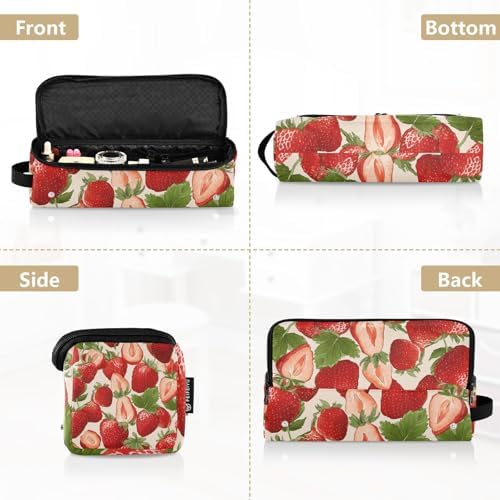 Hair Tools Travel Bag with Heat Resistant Mat 2-in-1 Hot Tools Travel Bag Organizer Flat Curling Iron Travel Case for Straightener Red Strawberries Leaves - Image 5