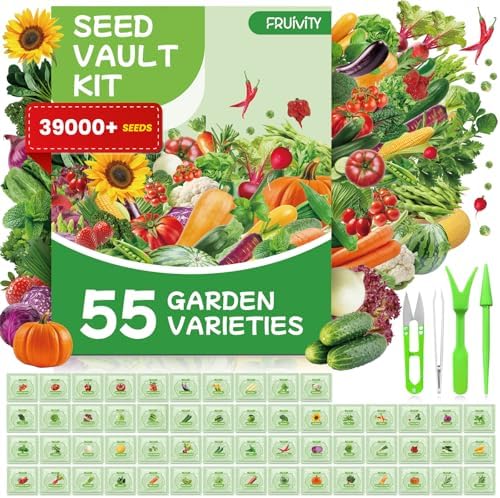 55 Vegetable Seeds Variety Pack - 39,000+ Heirloom Seeds for Planting Vegetables and Fruits, Outdoor Garden Seeds for Planting Gift for Mother, Women, Mom, Friend by Fruivity