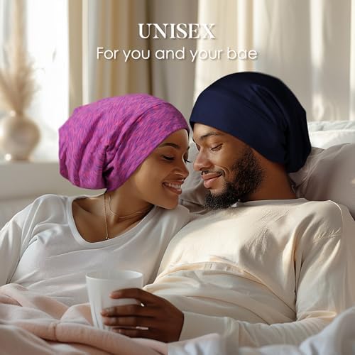 LULUSILK 100% Mulberry Silk Bonnet for Sleeping Women and Men, Navy Blue - Image 6