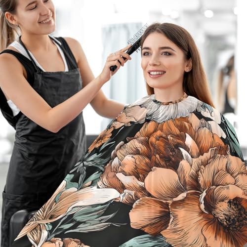 ALAZA Vintage Modern Floral Flower Barber Cape for Men Women, Waterproof Haircut Apron Beard Shaving Bib Hair Cutting Cloth 55 x 65 Inch - Image 7