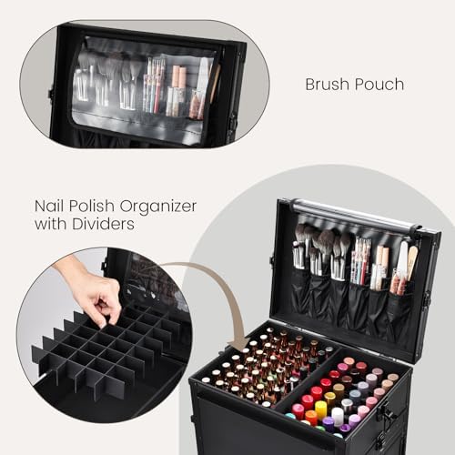 Joligrace Rolling Manicure Table 5 Drawers Makeup Case Foldable Nail Desk - Image 4