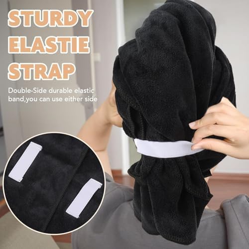 SUNLAND Microfiber Hair Towel 40 X 28 inch 2Pack Black - Image 5
