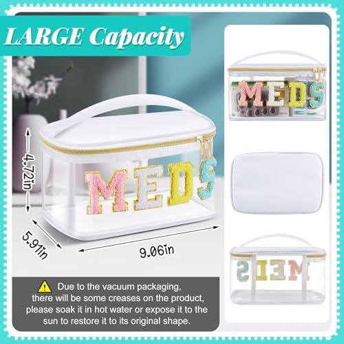 Geetery Meds Travel Bag White, Meds Chenille Letter Clear - Image 4