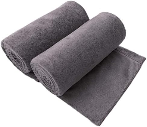 JML Microfiber Bath Towel with Hanging Loop, 2 Pack, 30" x 60", Grey by JML