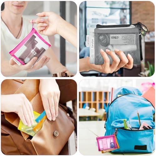 Mini Mesh Pouches(8 Pack), Small Mesh Bags with Zipper Nylon Makeup Pouches Bag Cosmetic Pouch Travel Purse Organizer Insert Diaper Inside Bag Organizers Home Organizing Size See Through Cute Colors - Image 6