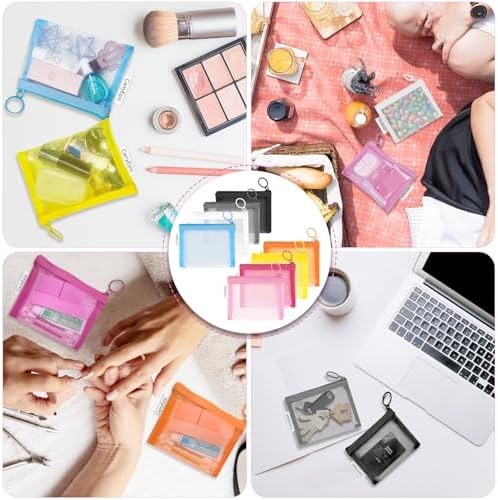 Mini Mesh Pouches(8 Pack), Small Mesh Bags with Zipper Nylon Makeup Pouches Bag Cosmetic Pouch Travel Purse Organizer Insert Diaper Inside Bag Organizers Home Organizing Size See Through Cute Colors - Image 7
