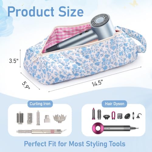 Hair Tool Organizer Travel Bag for Curling Irons & Dryers (Blue Flower) - Image 3