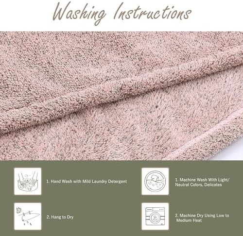 myHomeBody Hair Towel Wrap, Quick Drying Turban, Absorbent Cap – Pink - Image 6