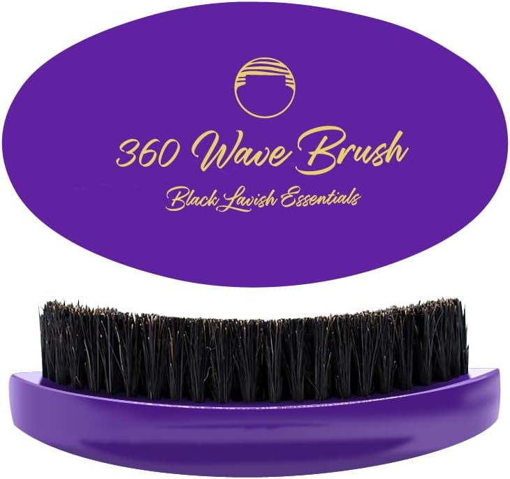360 Wave Brush, Build Deeper Waves, Soft & Hard Boar Bristle Curved Brushes BLACK LAVISH ESSENTIALS Hard Bristle (Medium-Hard Brush, Purple) by BlackLavishEssentials