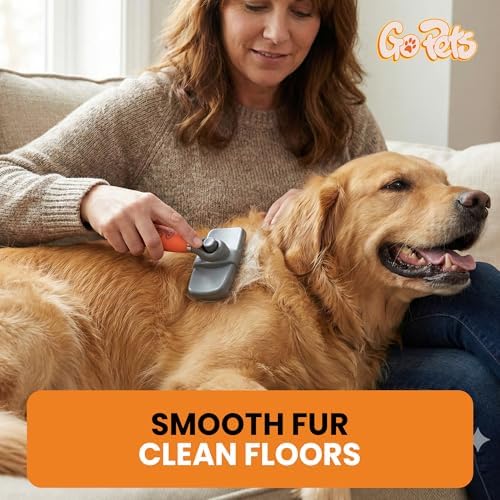 GoPets Self-Cleaning Slicker Brush for Dogs & Cats, Deshedding & Dematting - Image 6