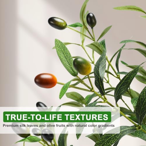7FT Artificial Olive Tree with Lights & Planter, Tall Faux Olive Plant - Image 6