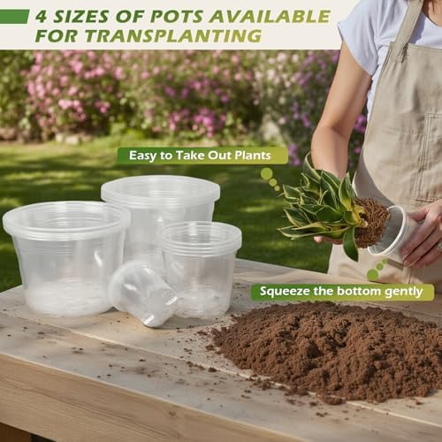 4/6/8/10 Inch Clear Nursery Pots, 16Pack Plastic Plant Pots with Drainage - Image 4