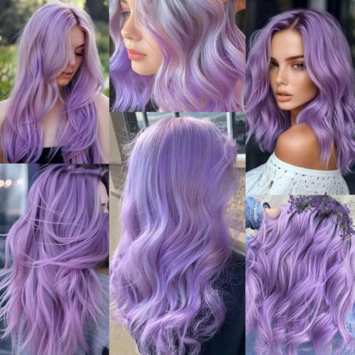 Purple Hair Extensions Clip in Color Hairpieces 14 PCS Light Purple - Image 6