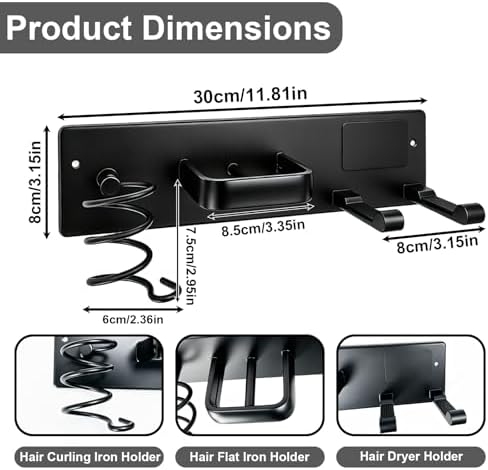 Hair Dryer Holder Wall Mount, Easy Assemble Hair Tool Organizer - Image 2