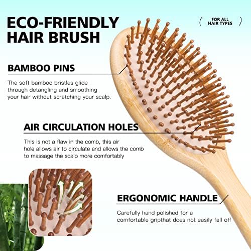 Bamboo Hair Brush and Comb Set for Hair Growth & Scalp Massager - Image 3