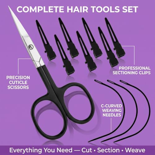 My Hair Tools Hair Extension Tools Set Scissor, Clips and Sew-In Needle - Image 5