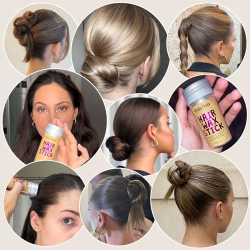 Dolahair Hair Wax Stick - Flyaway Control and Styling Pomade for Kids, Women, and Men - Accessorie Slick Back Hair Brush Kit Hair Bun Maker 20 Pcs Hair Ties (Pack of 3) - Image 4
