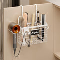 Magheo Hair Dryer Holder Cabinet Door 3-in-1 Adhesive Hair Tool Organizer Wall Mounted Adjustable Height Blow Dryer Holder Under Sink Bathroom Hair Appliance Organizer and Storage Countertop(White) by MAGHEO