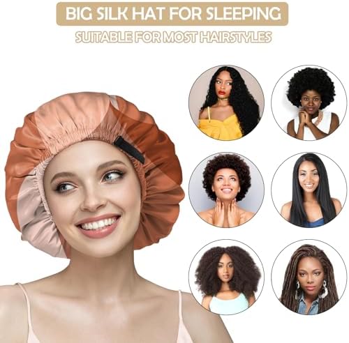 Satin Hair Bonnet Silk Bonnet for Sleeping Double Layer Elastic Adjustable Reusable Cute Aesthetic for Women Girls - Image 5