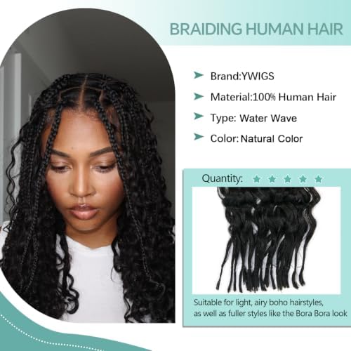 YWIGS Boho Hair for Braiding 100G Water Wave Human Braiding Hair NC 20inch - Image 3