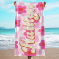 JML Personalized Beach Towel with Name, Custom Flower Beach Towel, Customized Microfiber Pool Towel, Quick Dry & Absorbent Swim Towel for Adult,Anniversary, Birthday, Summer Holiday,Vacation by JML