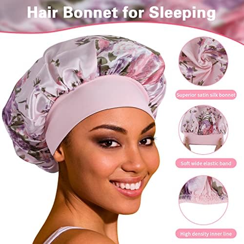 ROYBENS Satin Bonnet Hair Bonnet for Sleeping, Cute Sleep Bonnets for Women - Image 4